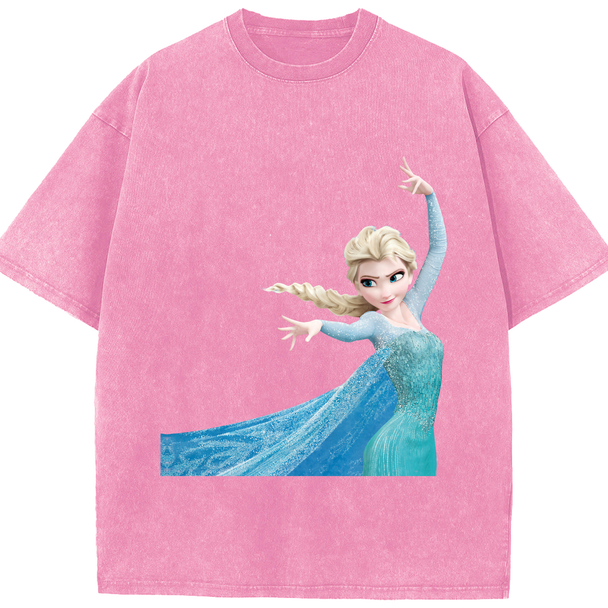（画像用） アナと雪の女王 アンナ エルサ Frozen Anna Elsa 綿100% ヴィンテージ風 半袖Tシャツ（フロントプリント）